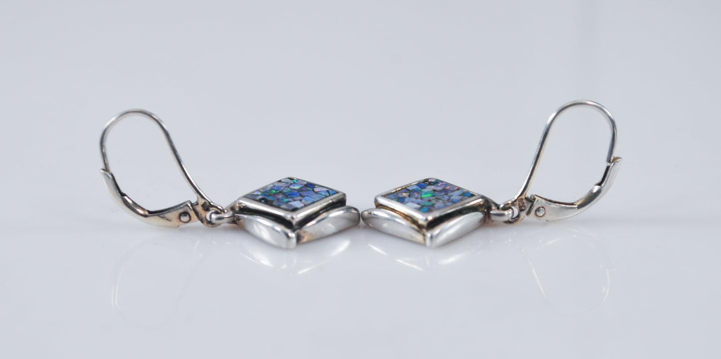 Sterling Silver Designer Mosaic Opal Earrings