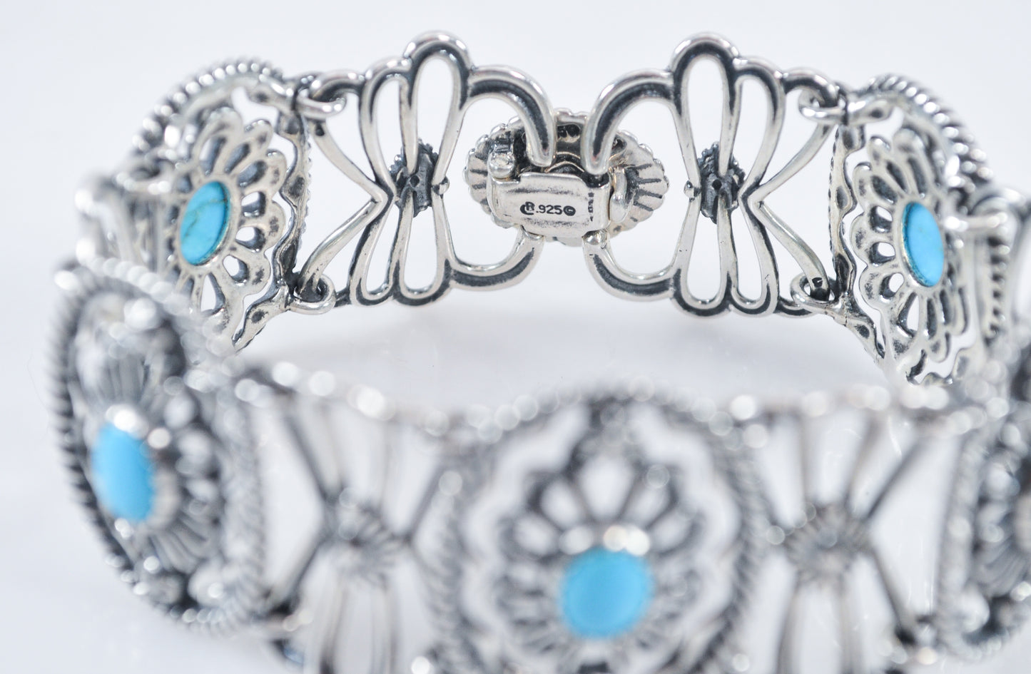 Carolyn Pollack Relios Sterling Silver Turquoise Concho Bracelet