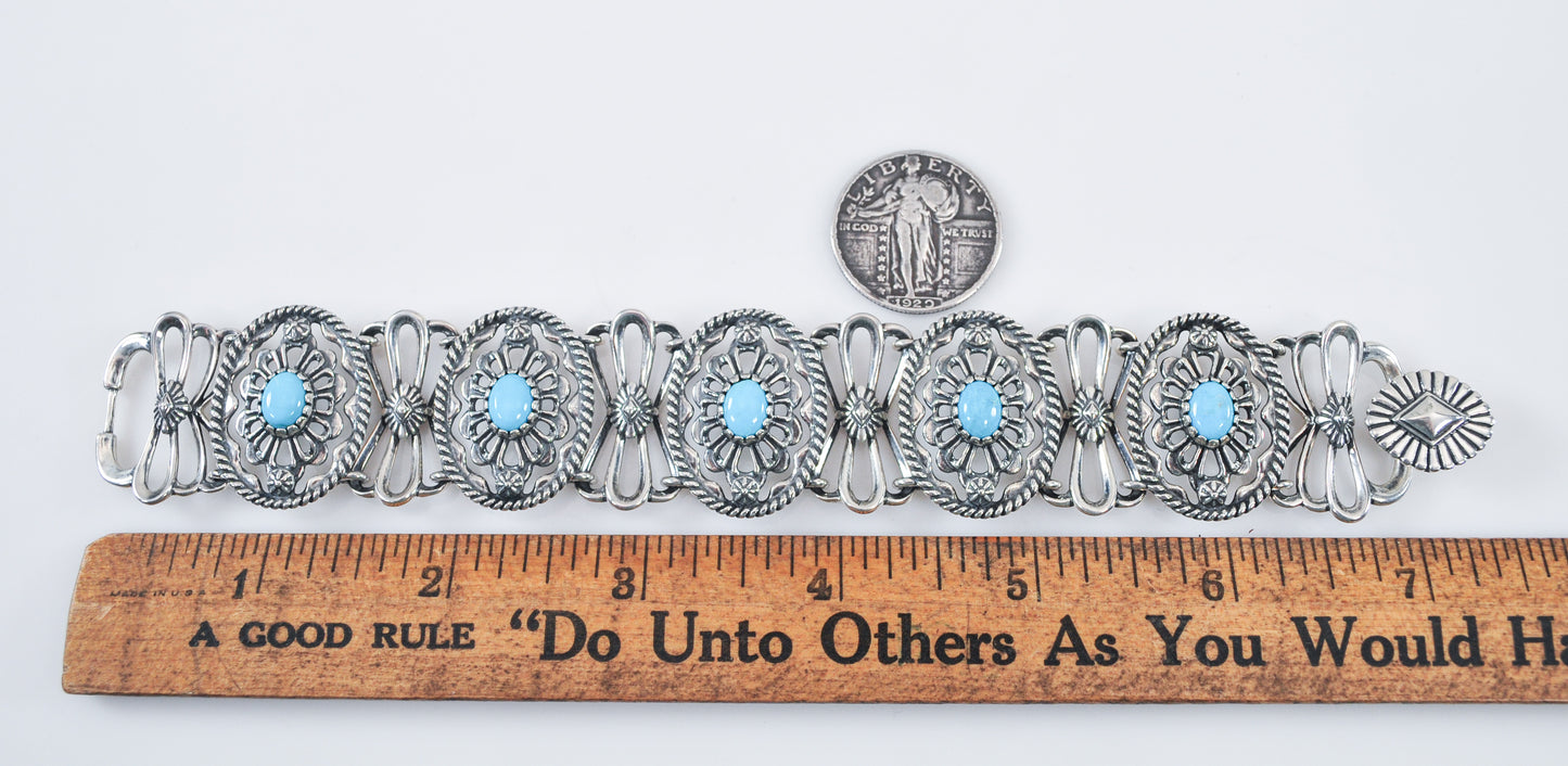 Carolyn Pollack Relios Sterling Silver Turquoise Concho Bracelet