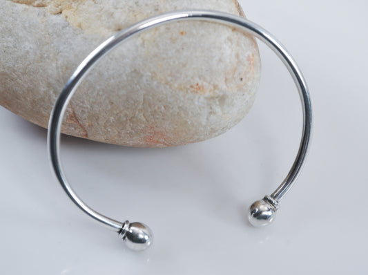 Wire Ball Screw 925 Charm Cuff Bracelet