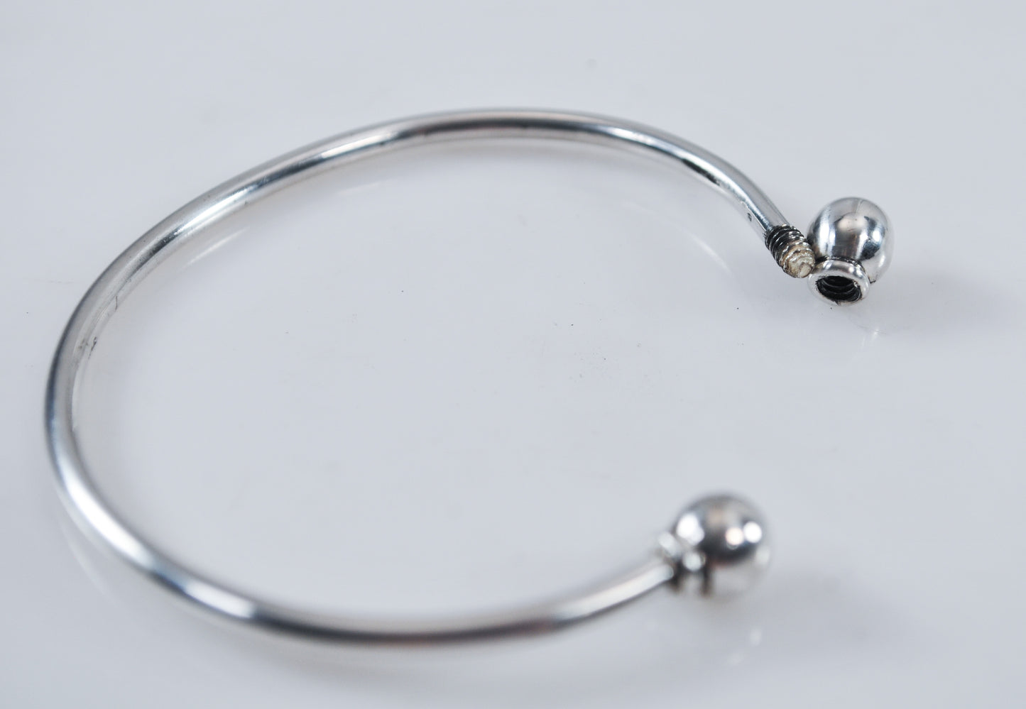 Wire Ball Screw 925 Charm Cuff Bracelet