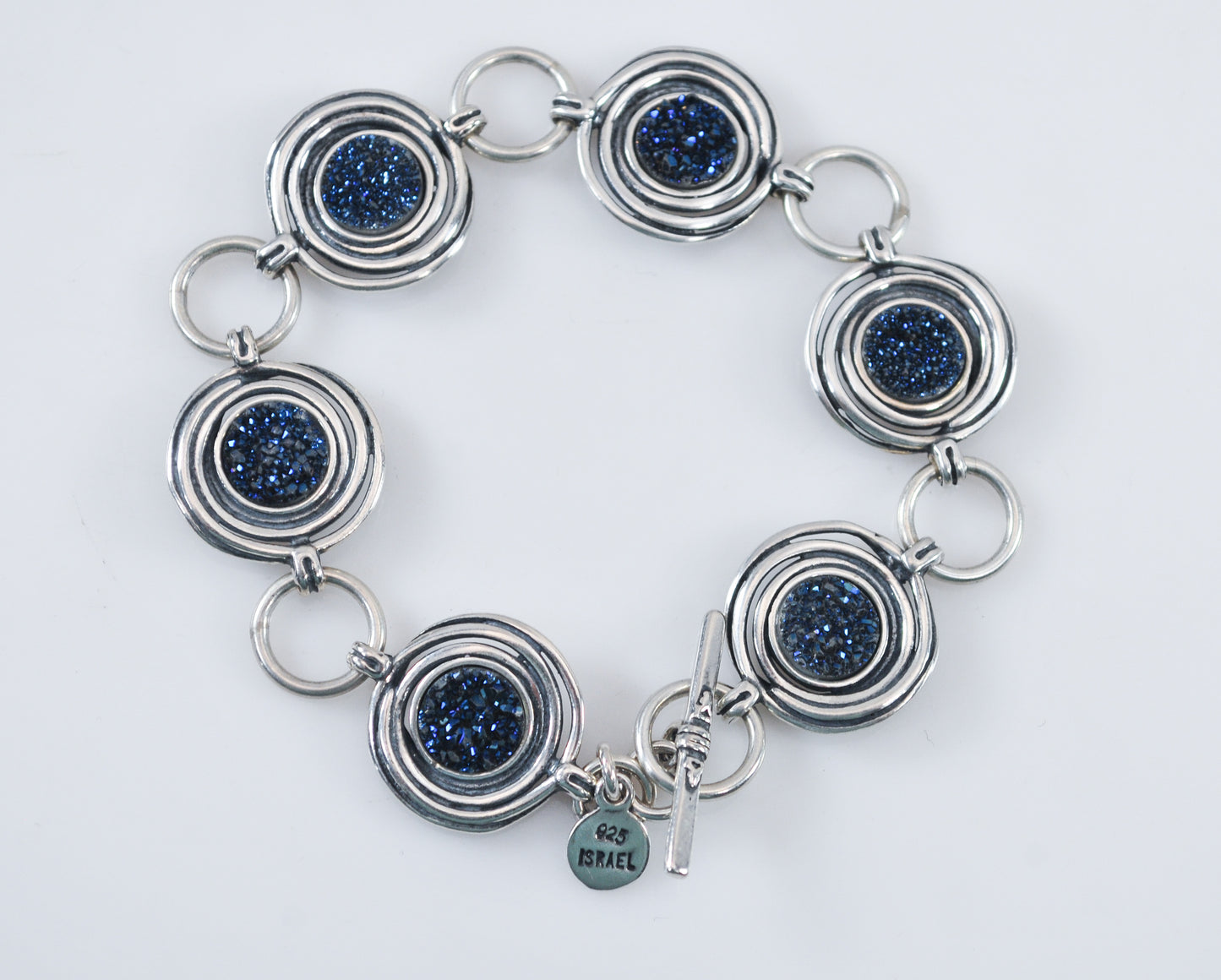 PZ 925 Israel Blue Druzy Bracelet