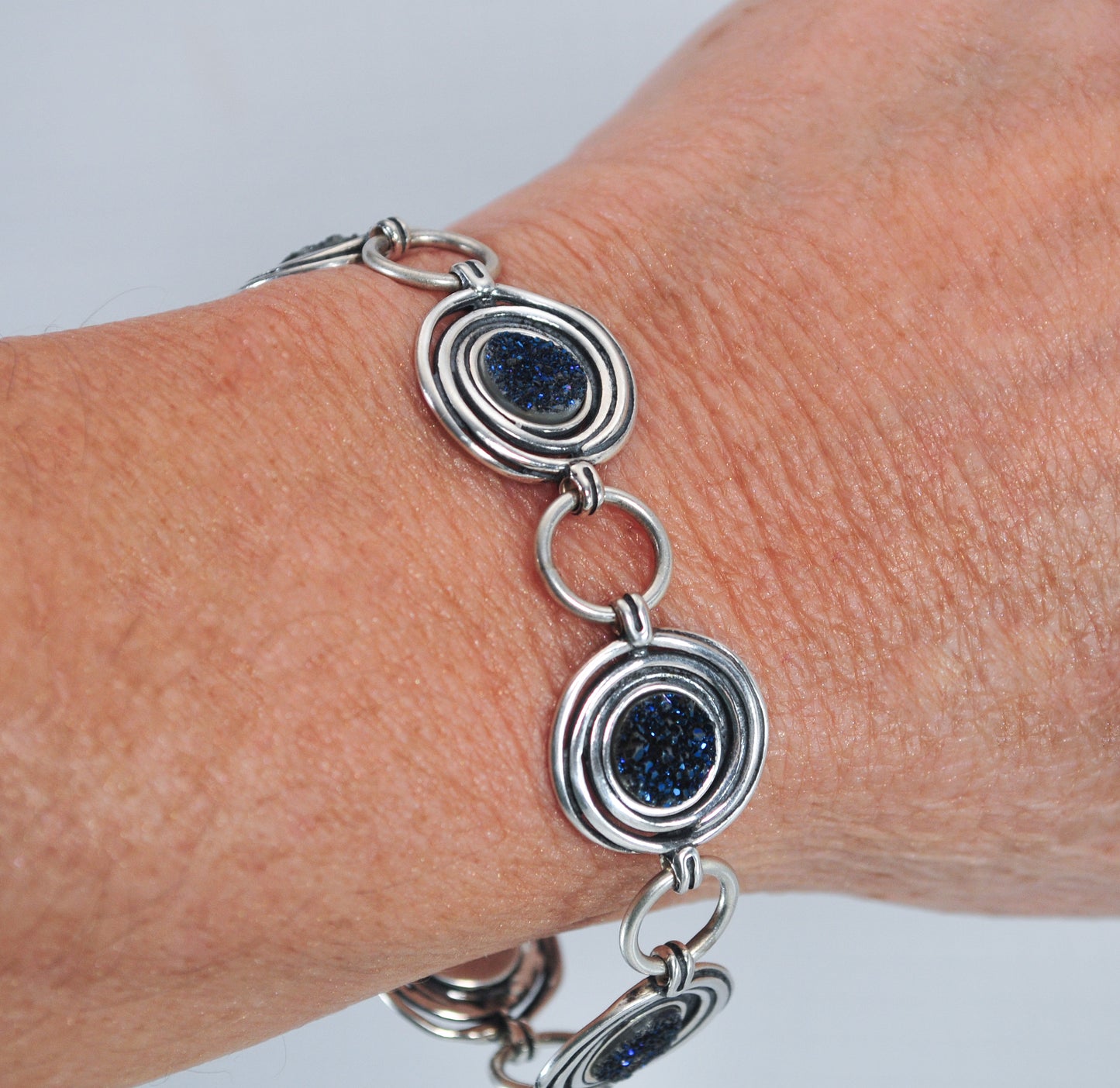 PZ 925 Israel Blue Druzy Bracelet