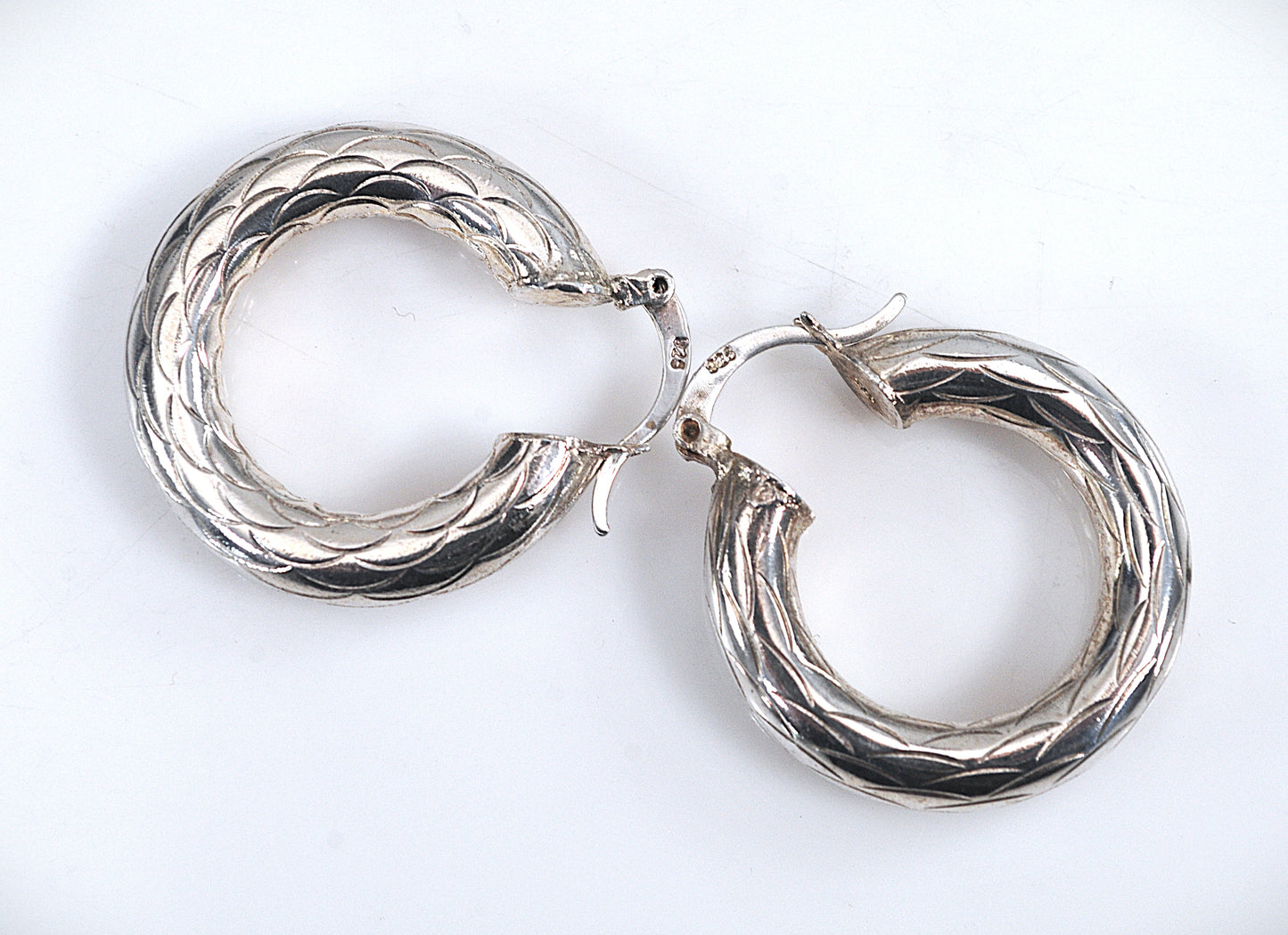 Chunky 925 Sterling Silver Hoop Earrings