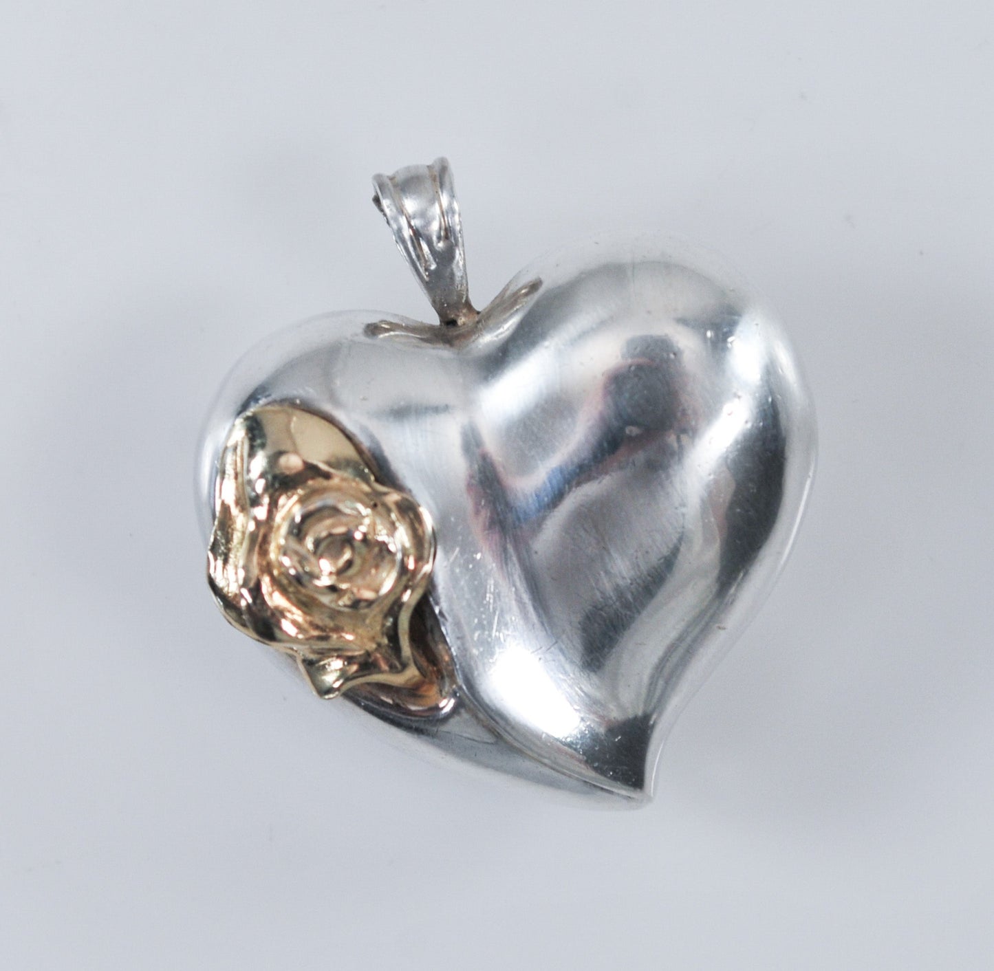 Gorham Sterling Silver Rose Heart Pendant