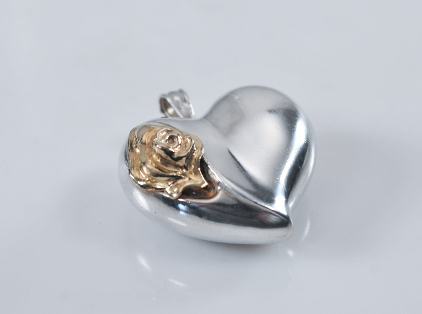 Gorham Sterling Silver Rose Heart Pendant