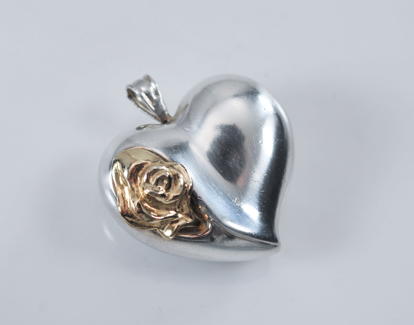 Gorham Sterling Silver Rose Heart Pendant