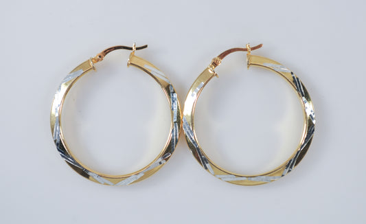 Two Tone 925 Hoop Earrings