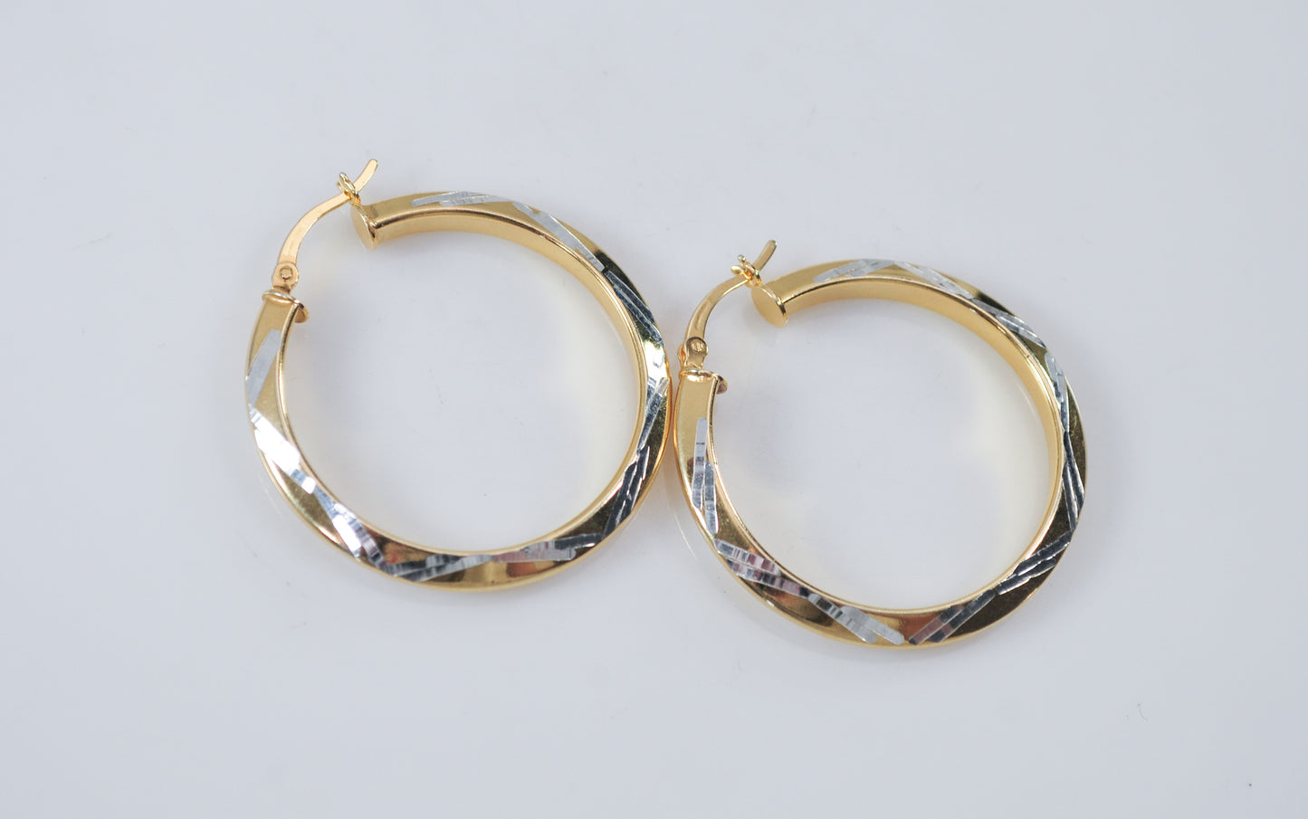 Two Tone 925 Hoop Earrings