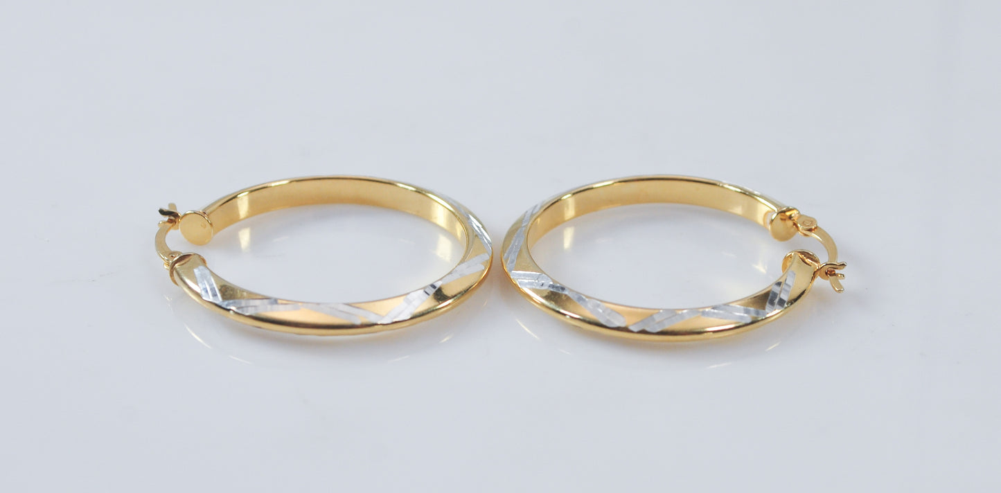 Two Tone 925 Hoop Earrings