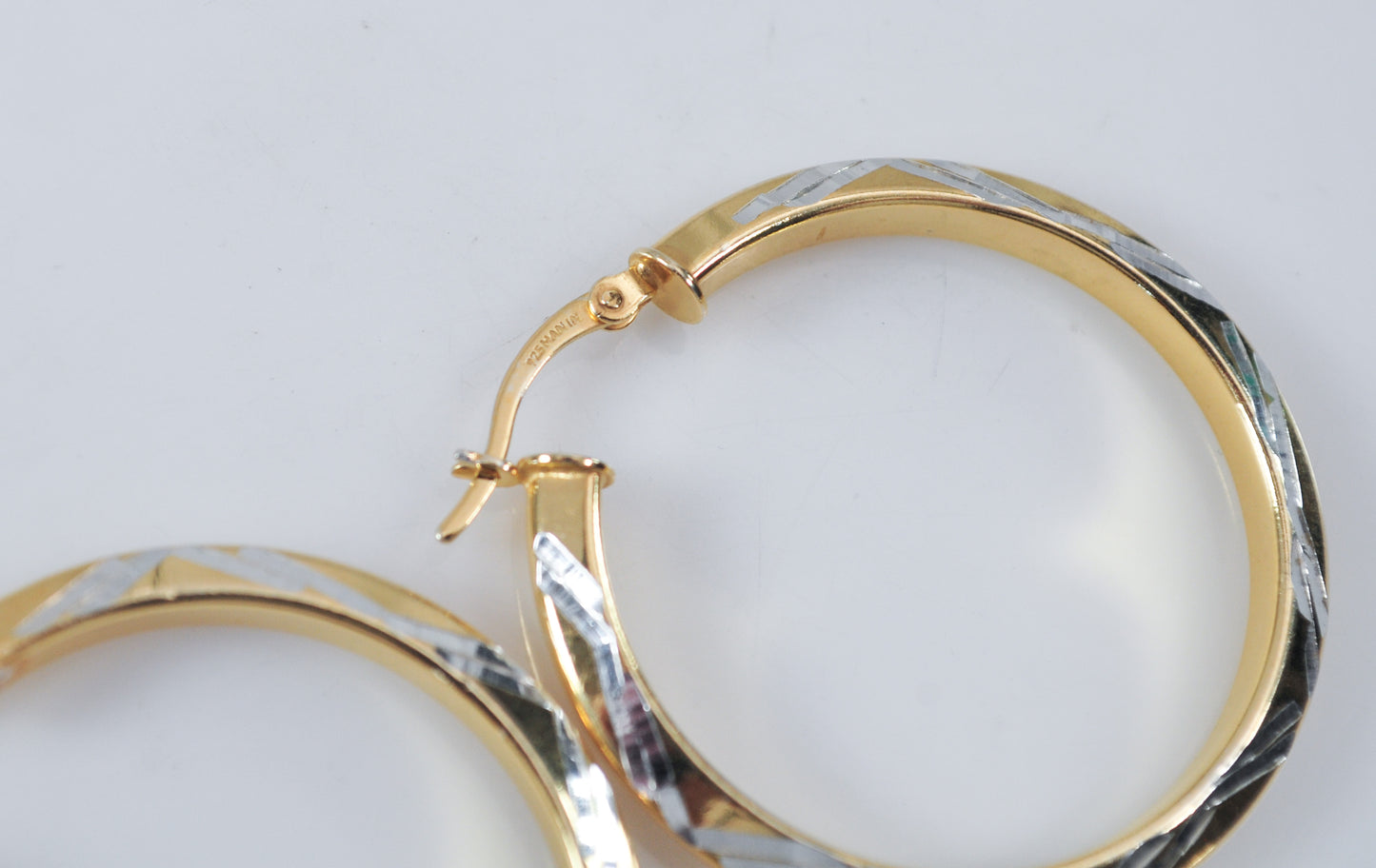 Two Tone 925 Hoop Earrings