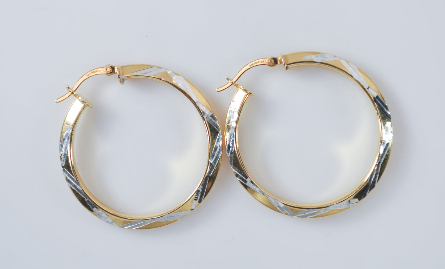 Two Tone 925 Hoop Earrings