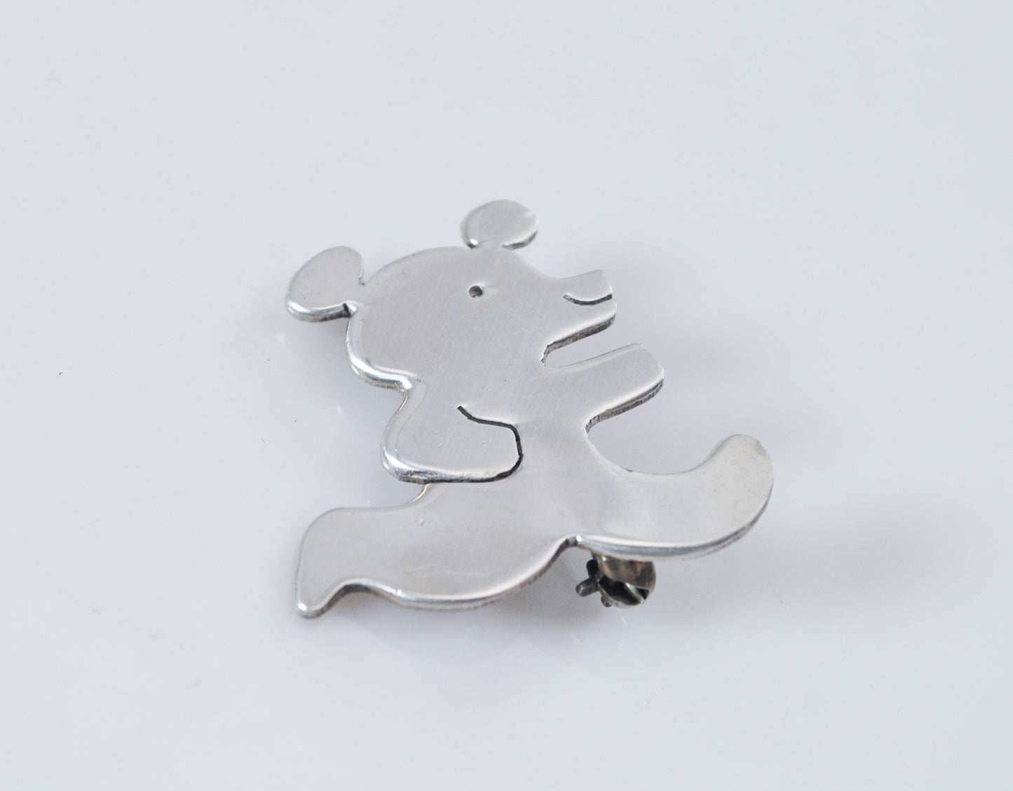 Small Signed Sterling Silver Bear Brooch