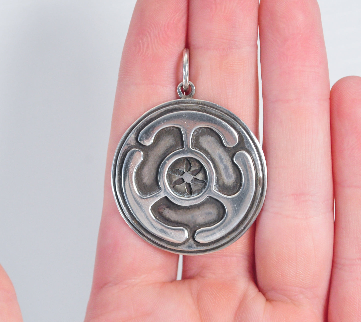 Vintage Sterling Silver Hecate's Wheel Pendant