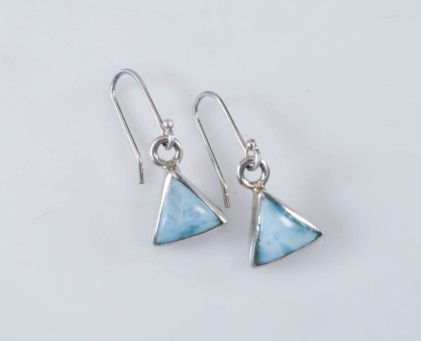 Small Triangle Larimar Sterling Silver Earrings