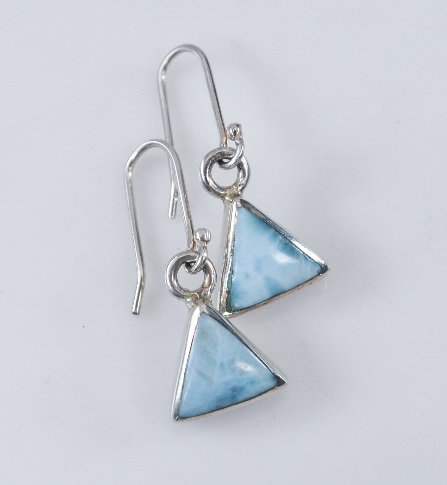 Small Triangle Larimar Sterling Silver Earrings