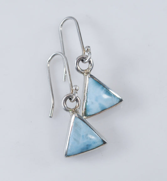 Small Triangle Larimar Sterling Silver Earrings