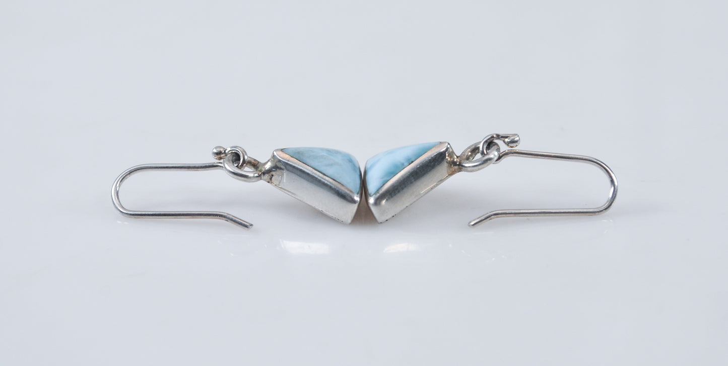 Small Triangle Larimar Sterling Silver Earrings