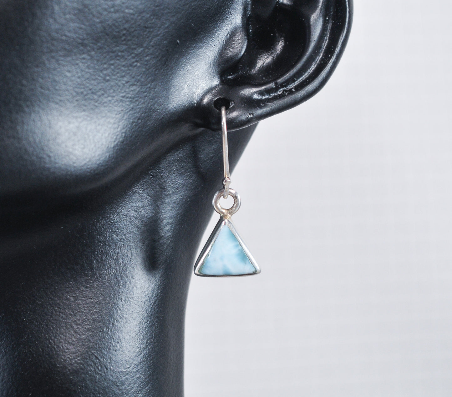 Small Triangle Larimar Sterling Silver Earrings