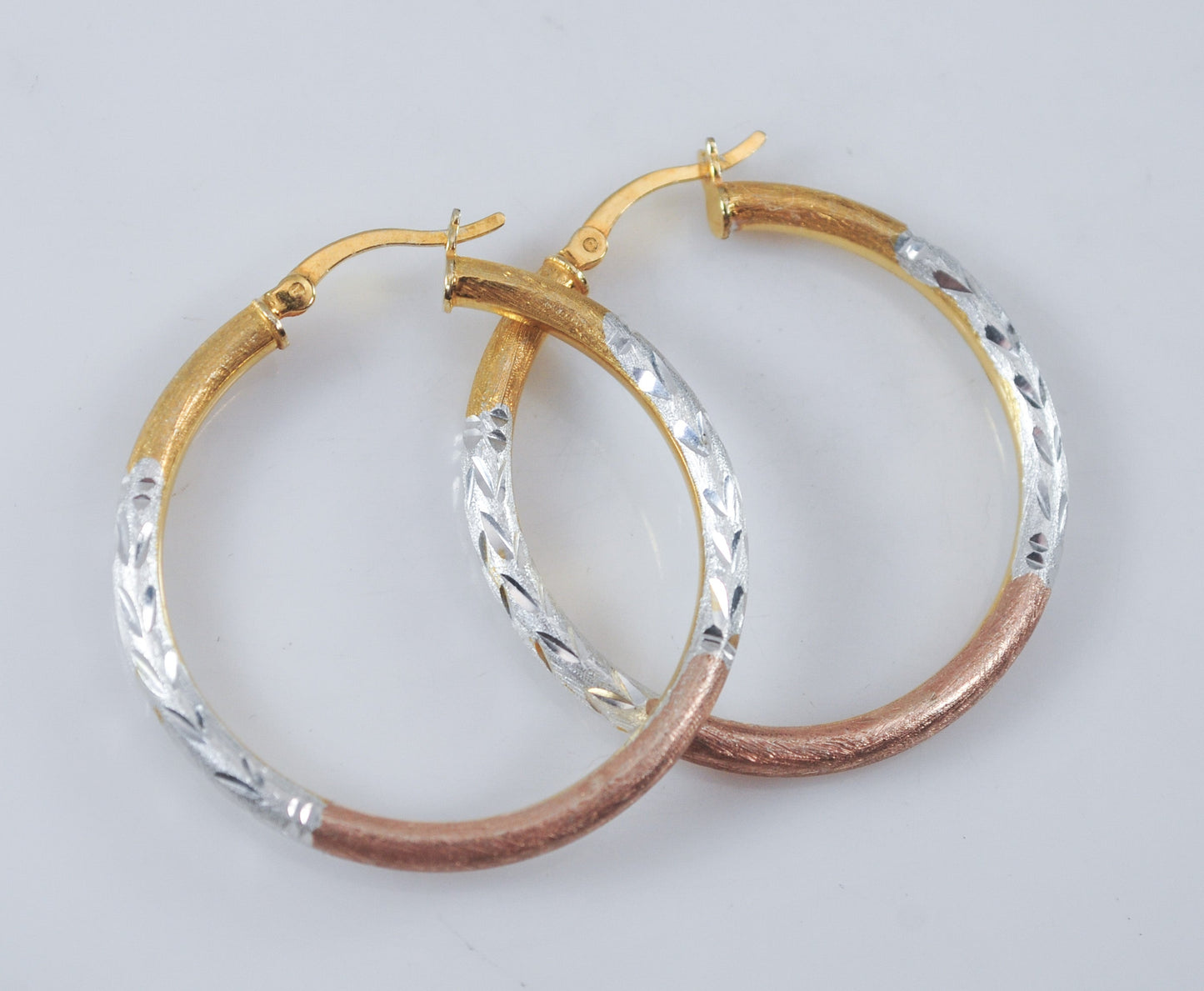 Three Tone 925 Hoop Earrings