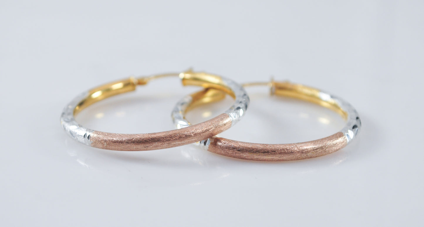 Three Tone 925 Hoop Earrings