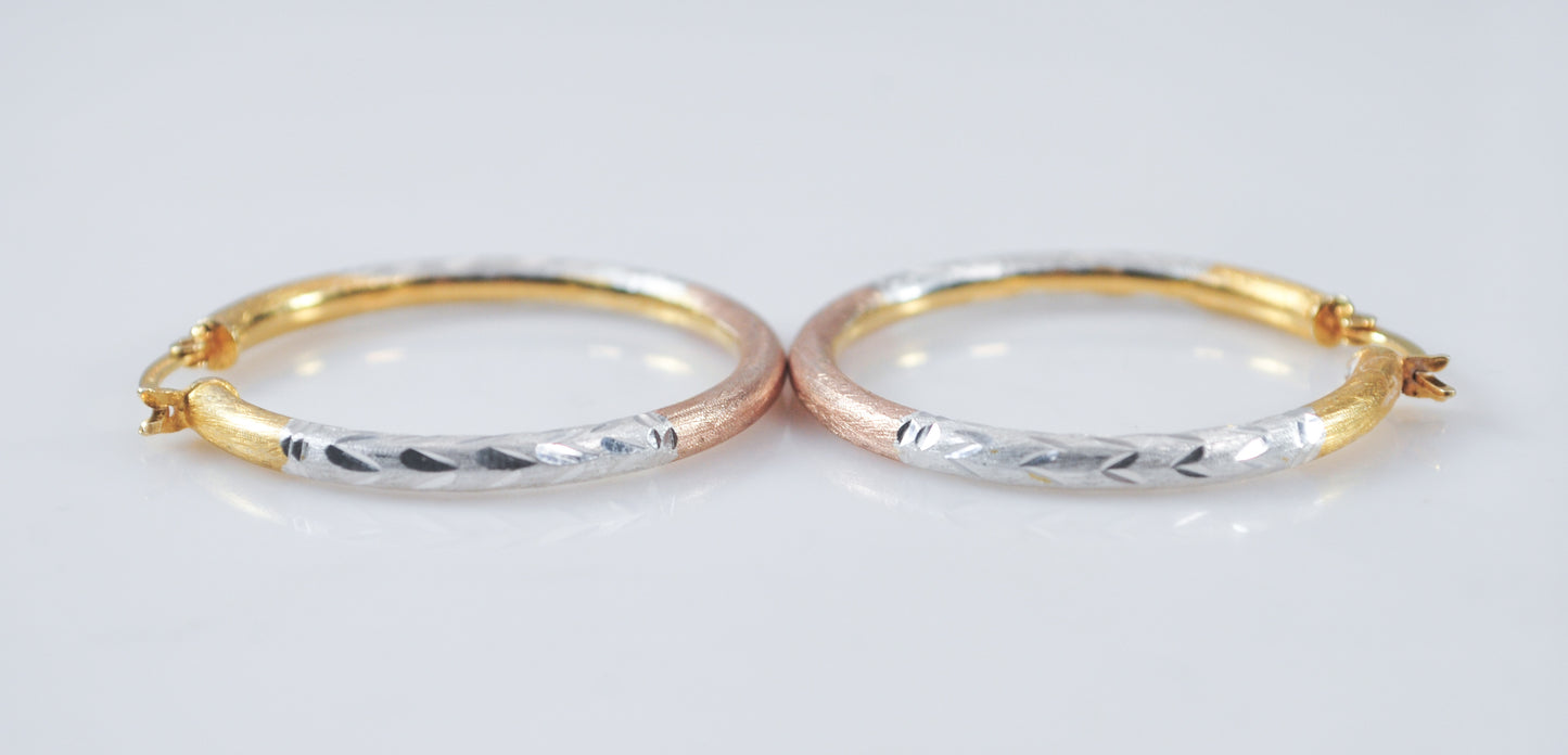 Three Tone 925 Hoop Earrings