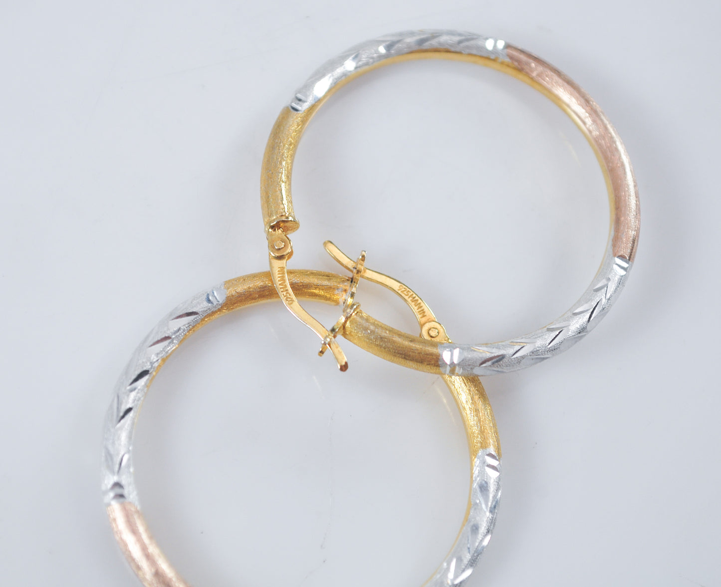 Three Tone 925 Hoop Earrings