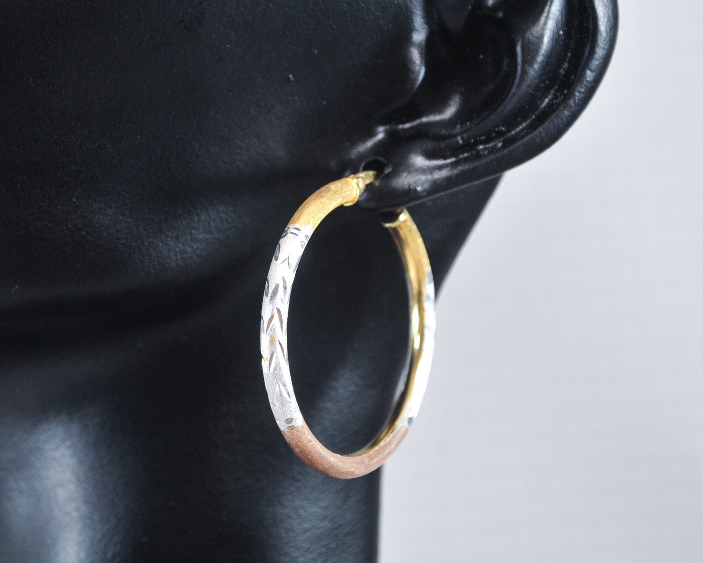 Three Tone 925 Hoop Earrings