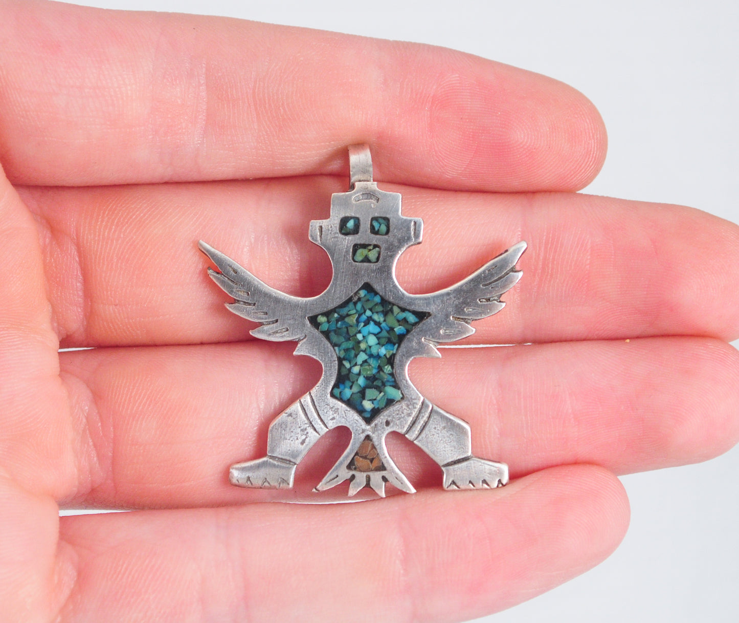 Vintage Native American Knifewing Kachina Sterling Silver Pendant