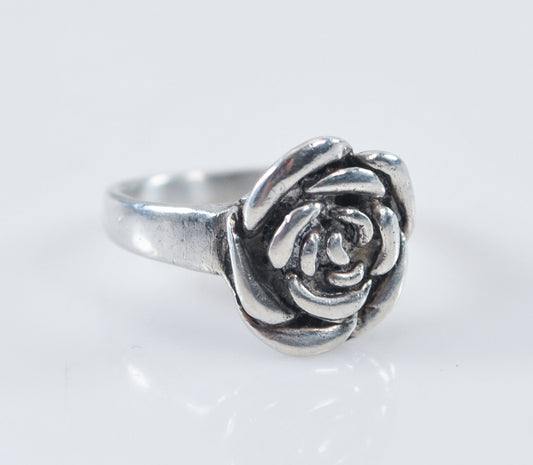 Vintage Sterling Silver Rose Flower Ring