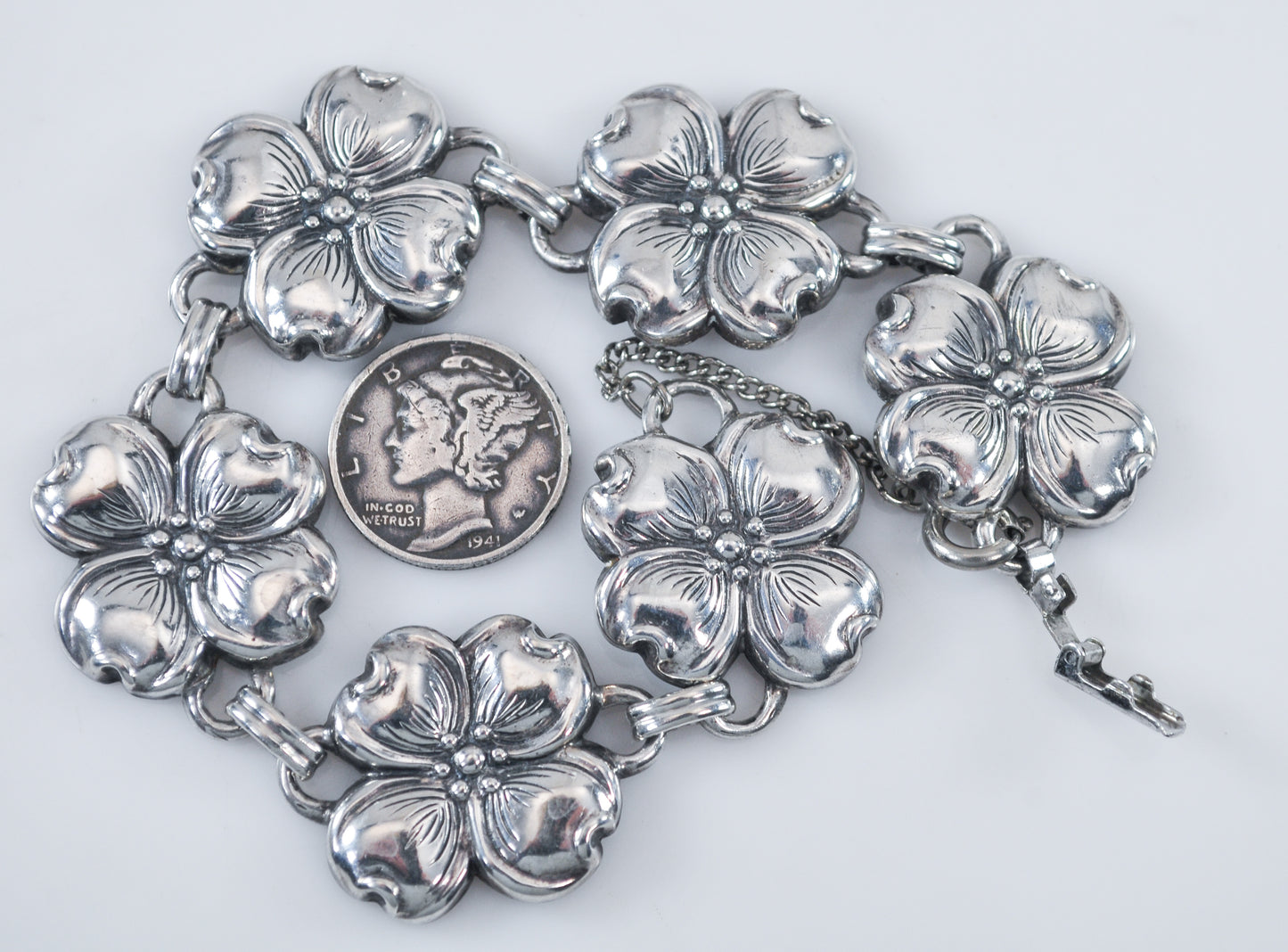 Danecraft Sterling Silver Dogwood Flower Bracelet