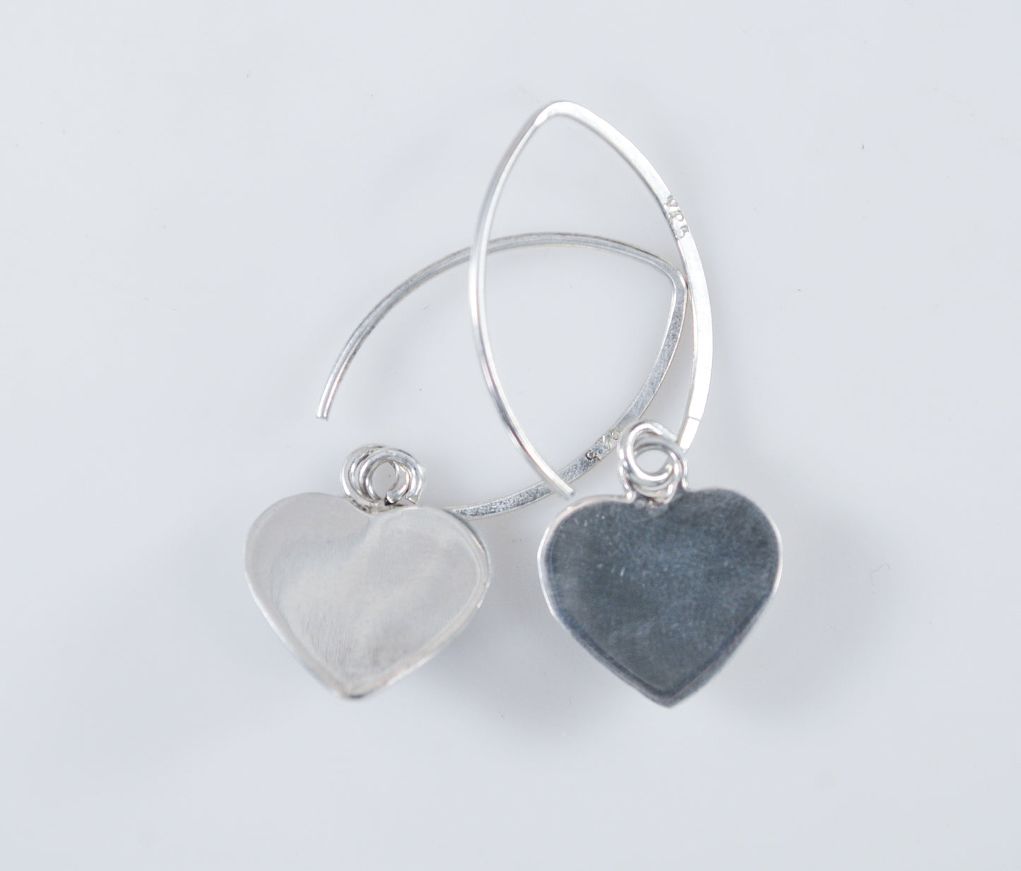 Sterling Silver Red Stone Heart Earrings