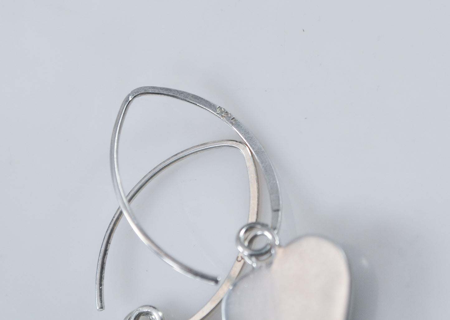 Sterling Silver Red Stone Heart Earrings