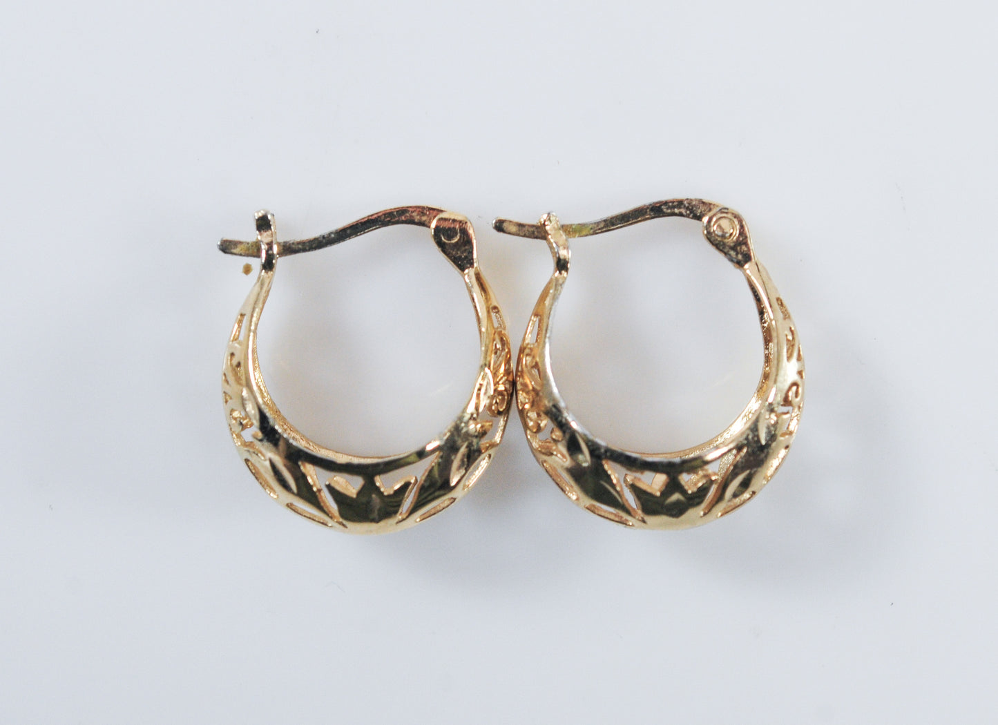 Gold over Sterling Filagree Hoop Earrings