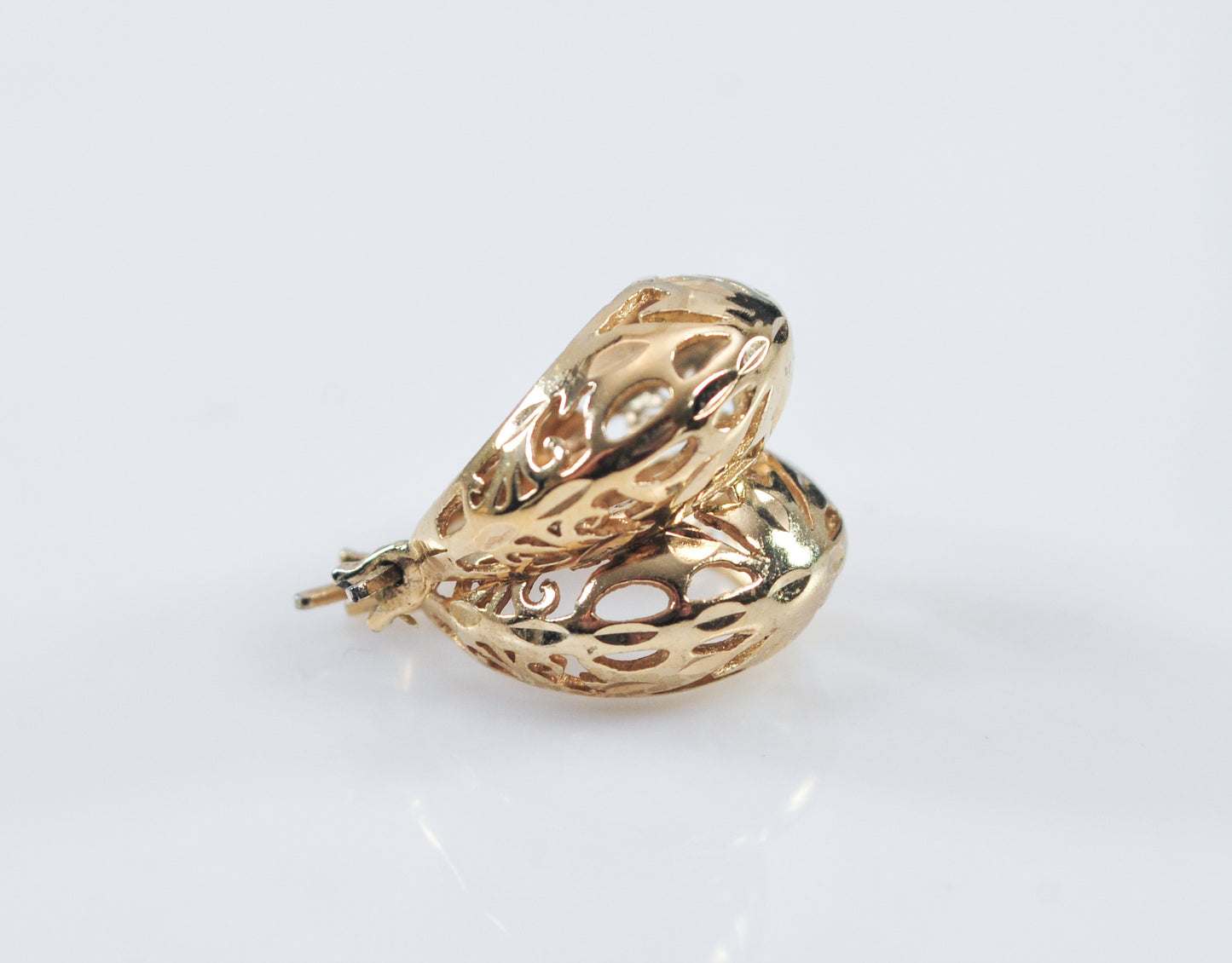 Gold over Sterling Filagree Hoop Earrings