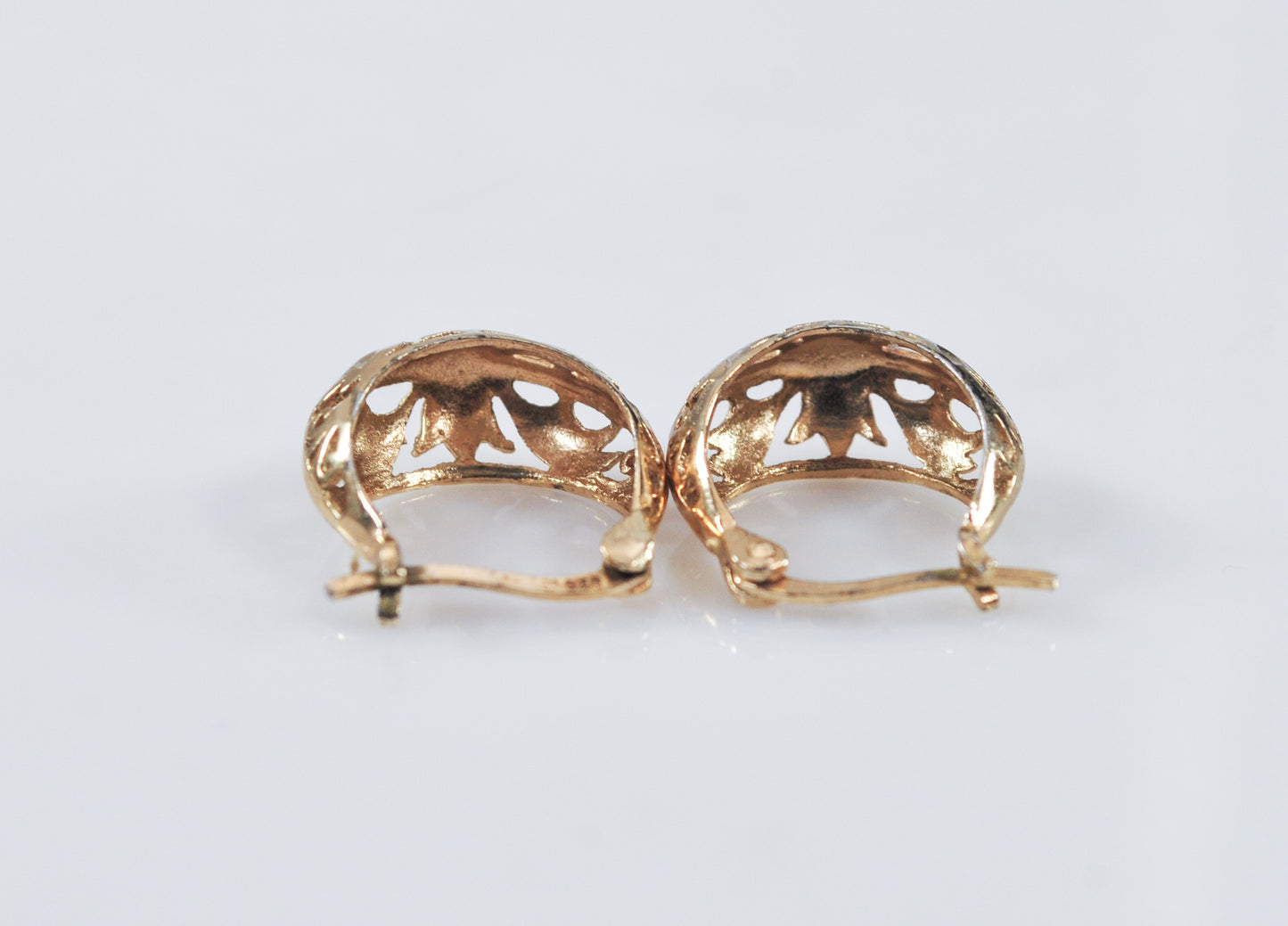 Gold over Sterling Filagree Hoop Earrings