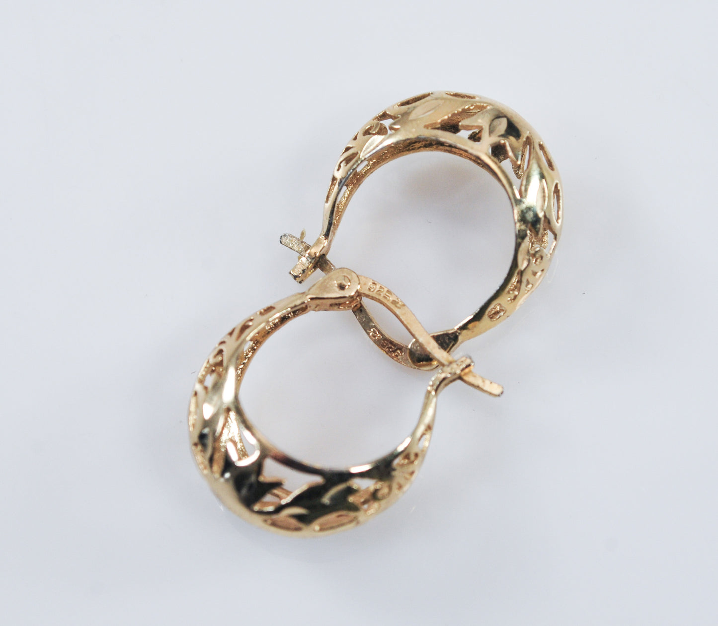 Gold over Sterling Filagree Hoop Earrings