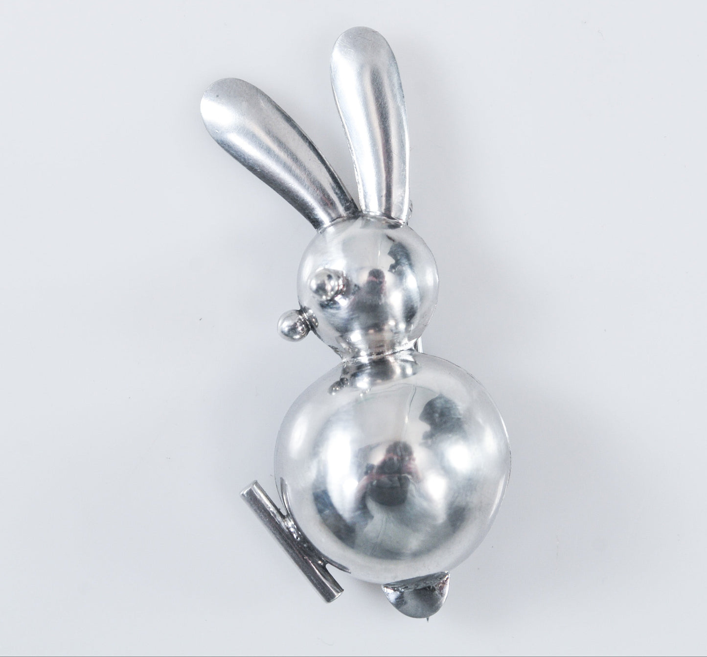 Mid-century Sterling Silver Abstract Bunny Brooch