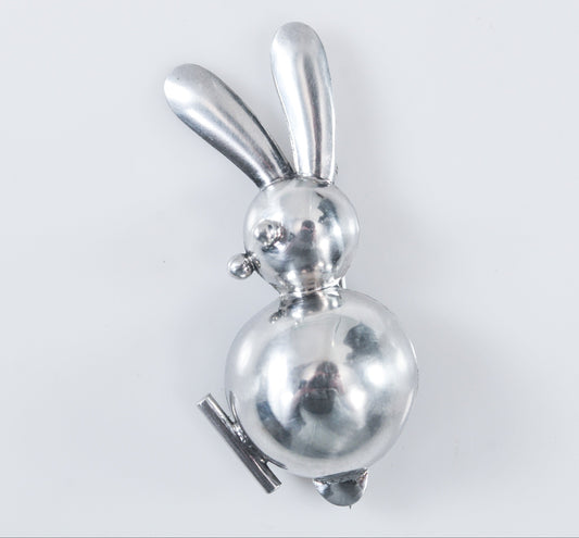 Mid-century Sterling Silver Abstract Bunny Brooch