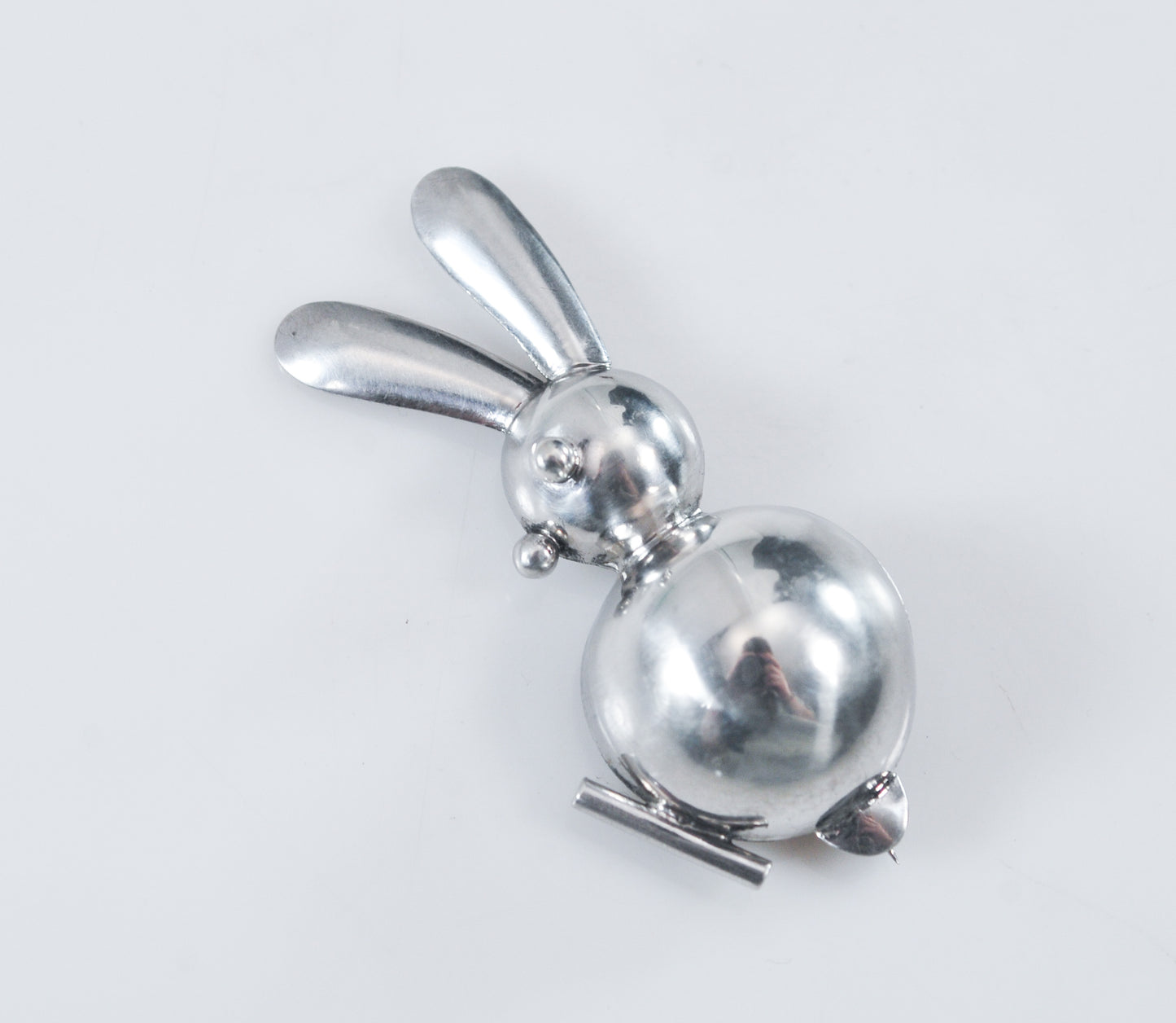 Mid-century Sterling Silver Abstract Bunny Brooch