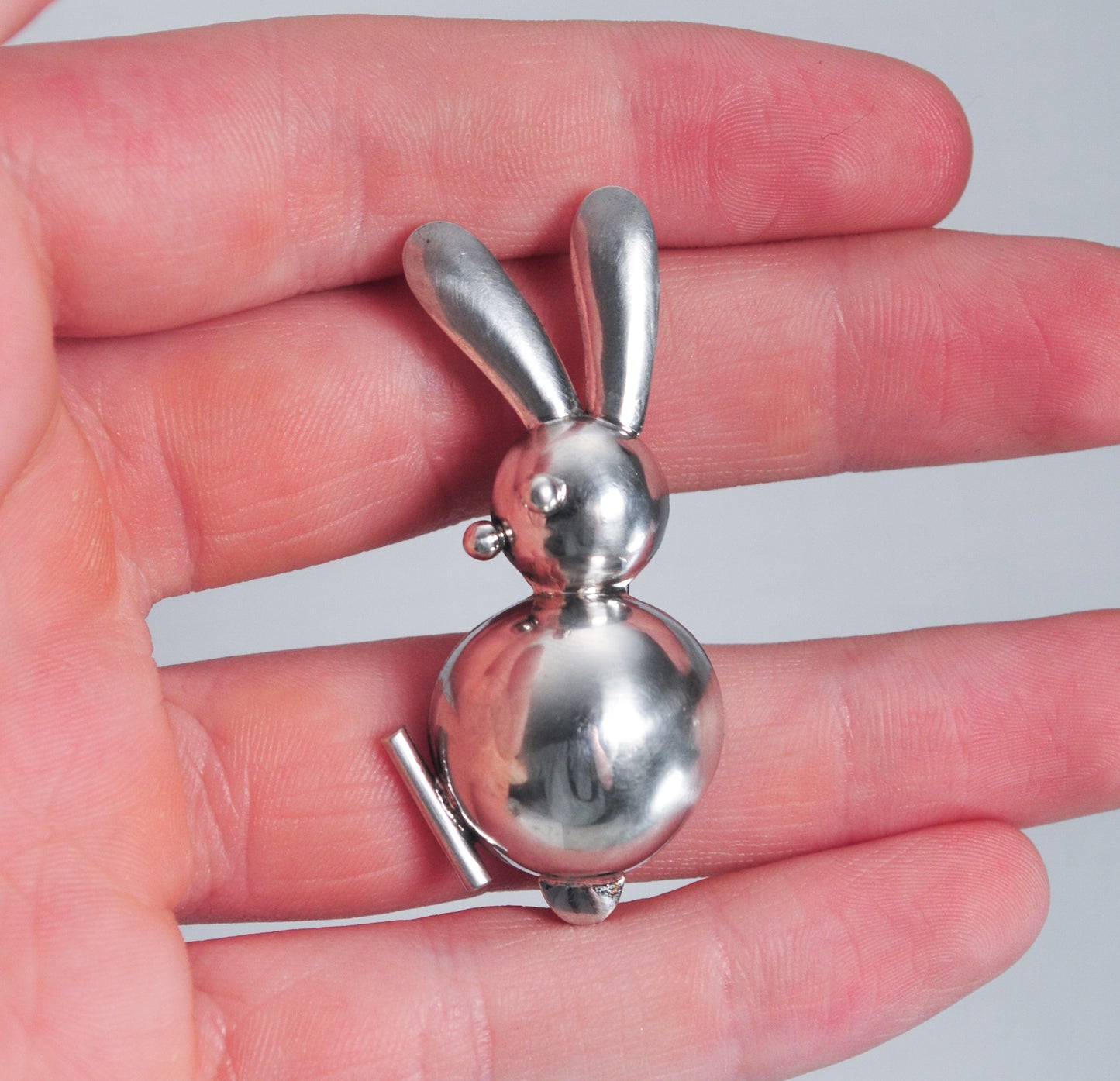 Mid-century Sterling Silver Abstract Bunny Brooch