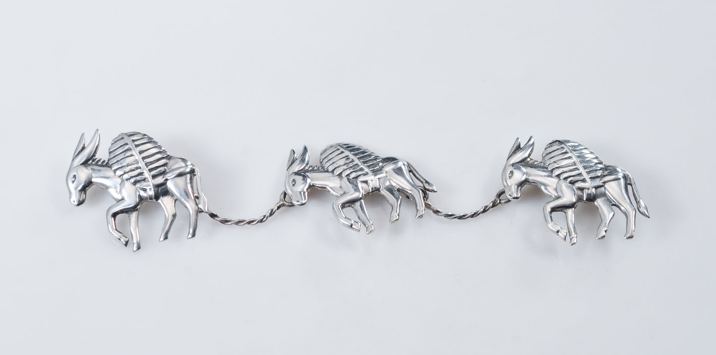 Los Costillo Sterling Silver Donkey Brooch