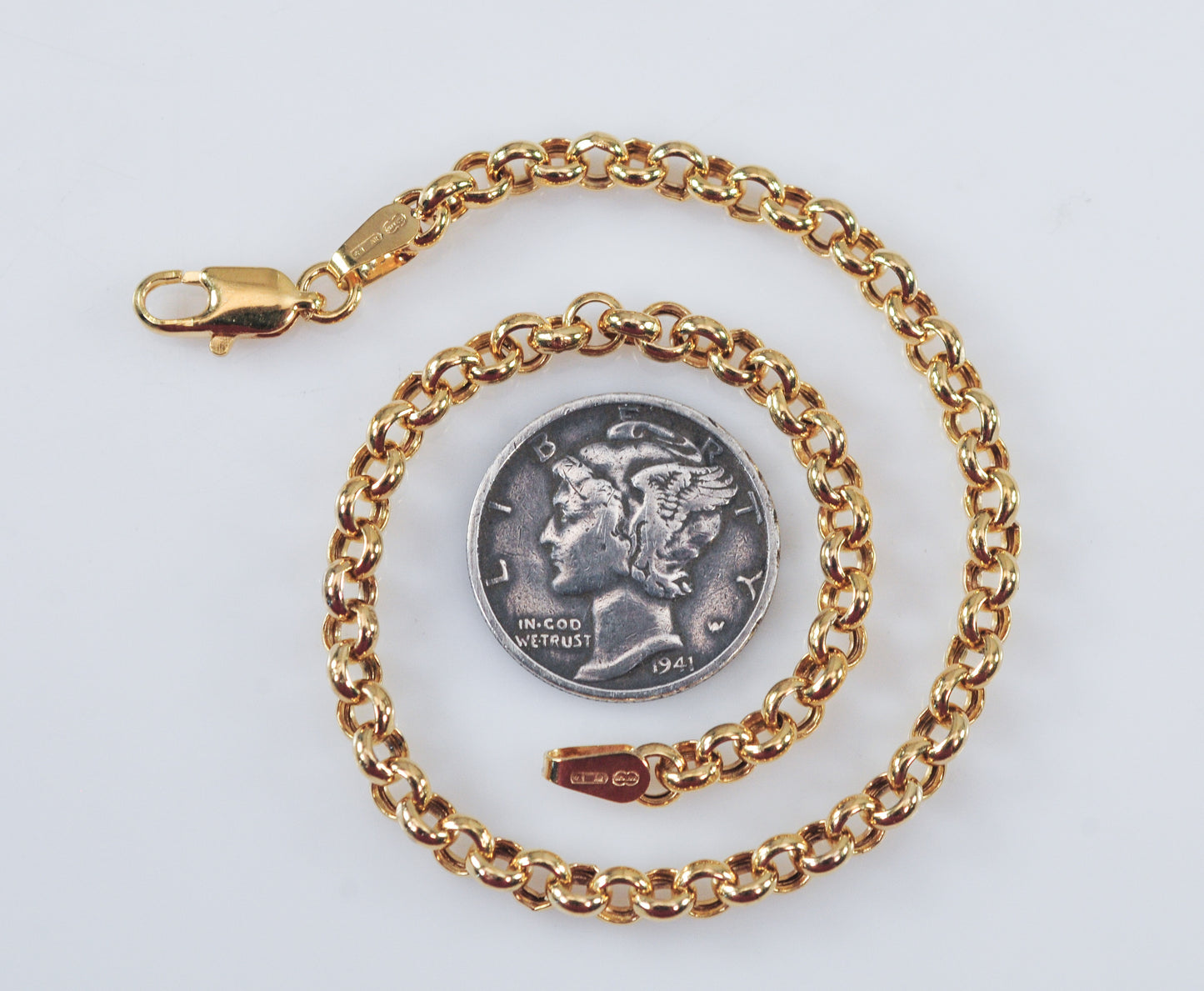Italy 14K Gold 3.5mm Rolo Link Bracelet