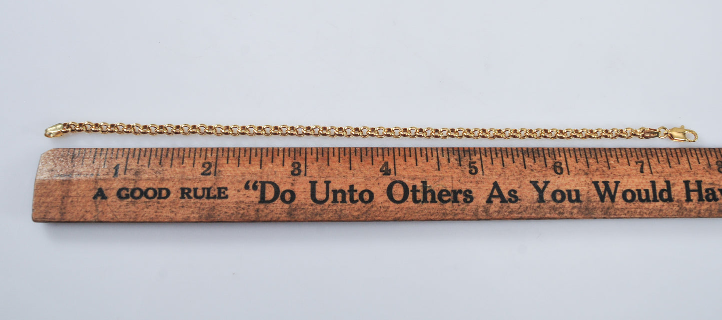 Italy 14K Gold 3.5mm Rolo Link Bracelet