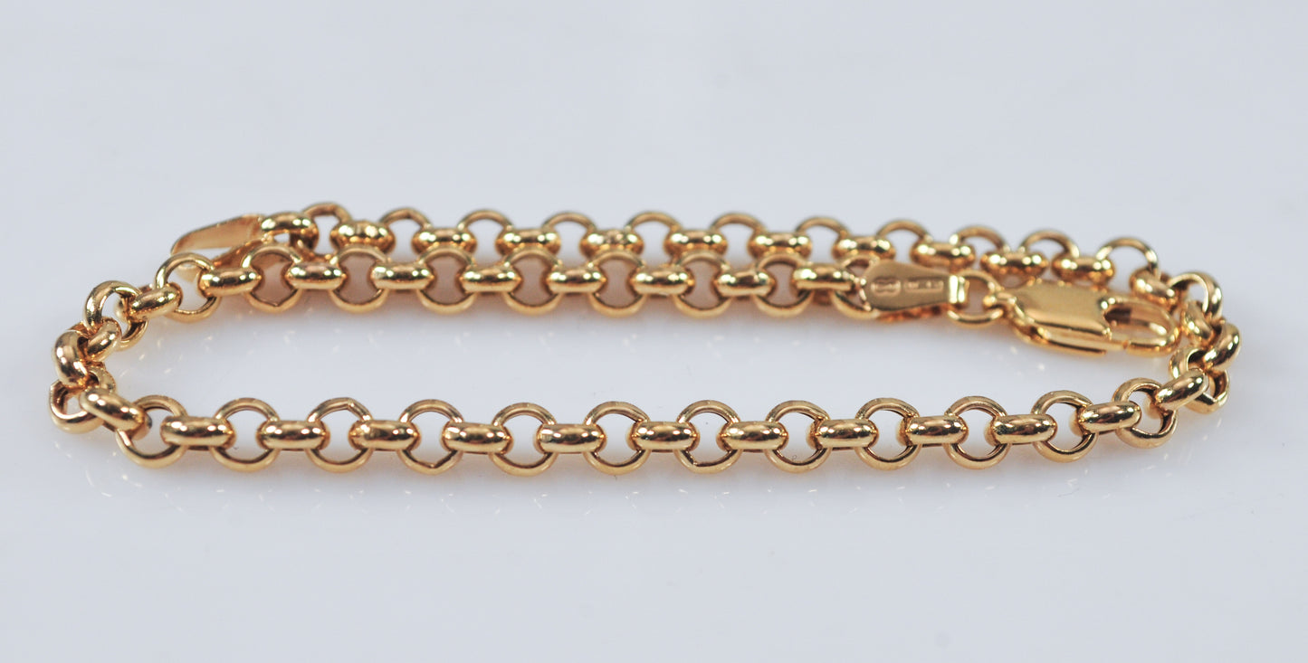 Italy 14K Gold 3.5mm Rolo Link Bracelet