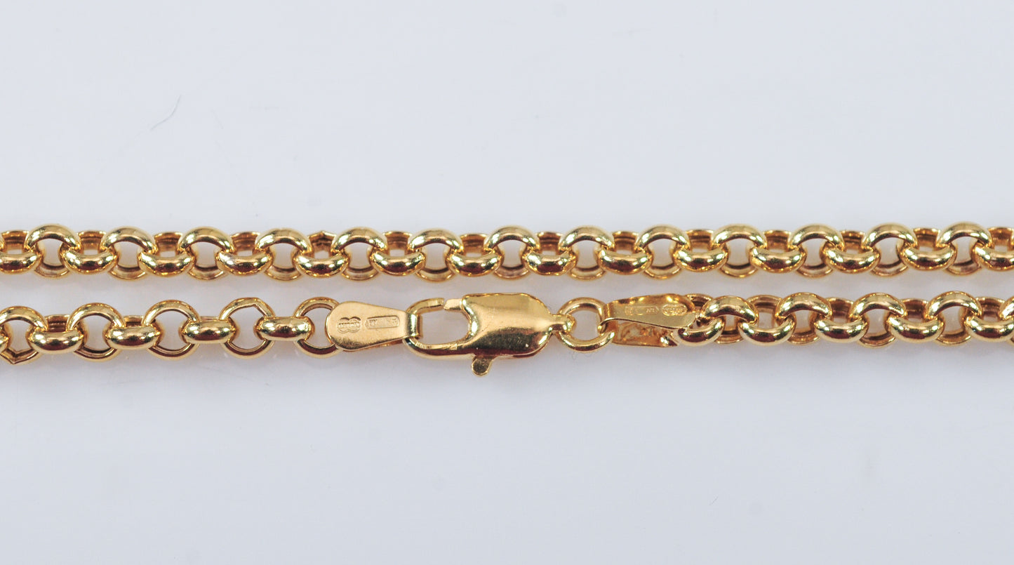 Italy 14K Gold 3.5mm Rolo Link Bracelet