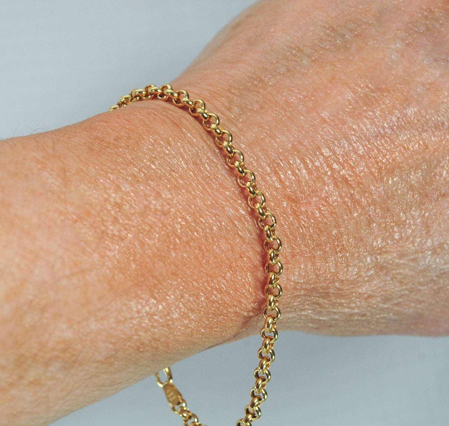Italy 14K Gold 3.5mm Rolo Link Bracelet