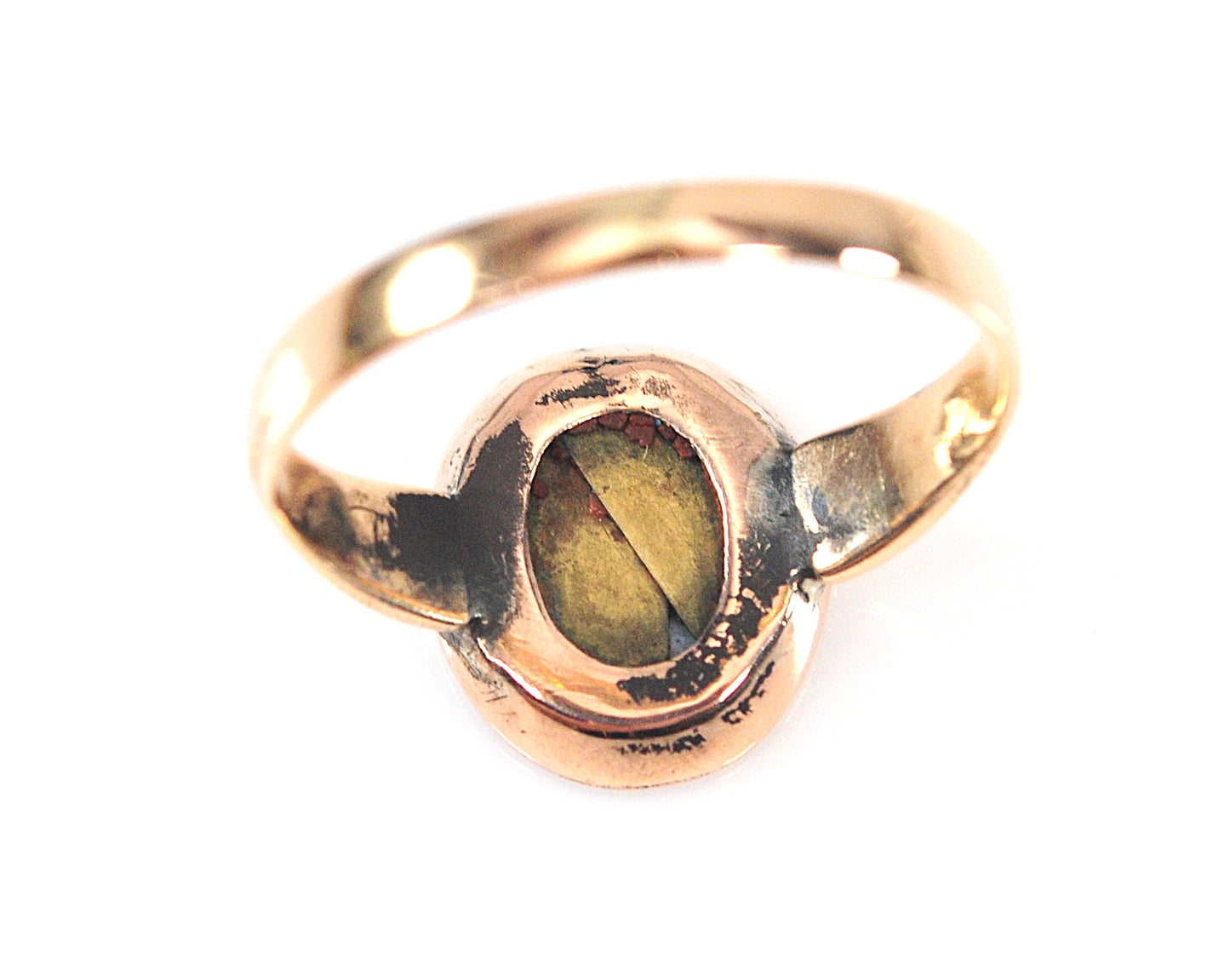 As is - Antique 10K Gold Painted Porcelain Ring