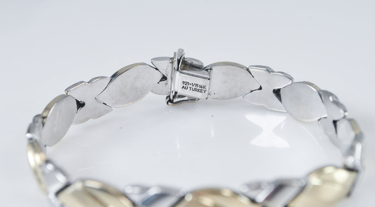 As is - AU Turkey 925 Sterling Silver and Gold Filled Hugs and Kisses Bracelet