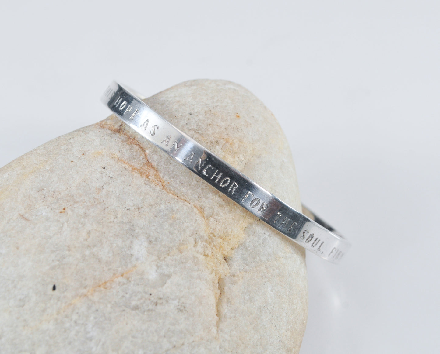 Signed Sterling Silver Bible Quote Cuff Bracelet